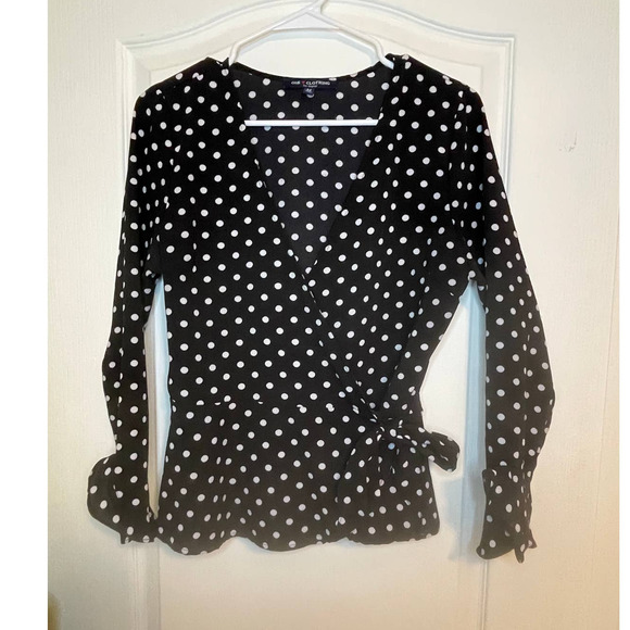 one clothing Tops - ONE CLOTHING - BLACK AND WHITE POLKA DOT BLOUSE- MEDIUM